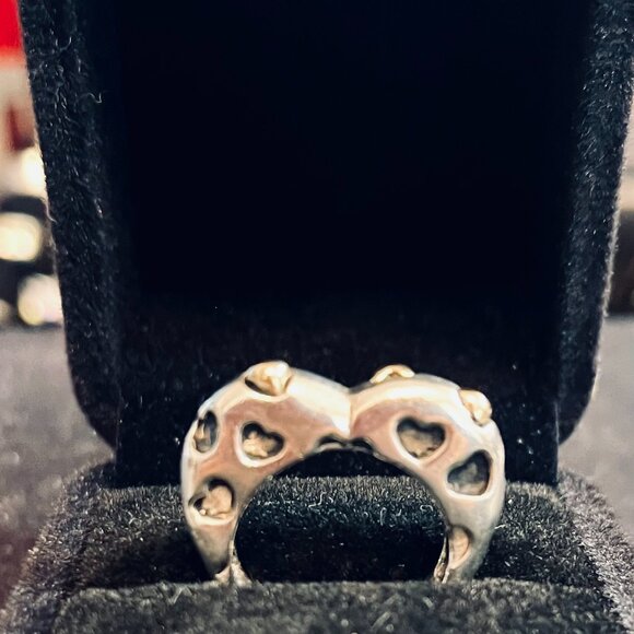 Dian Malouf 14K Gold & Sterling Silver Heart Ring Signed DLM - Size 6 - Picture 6 of 6